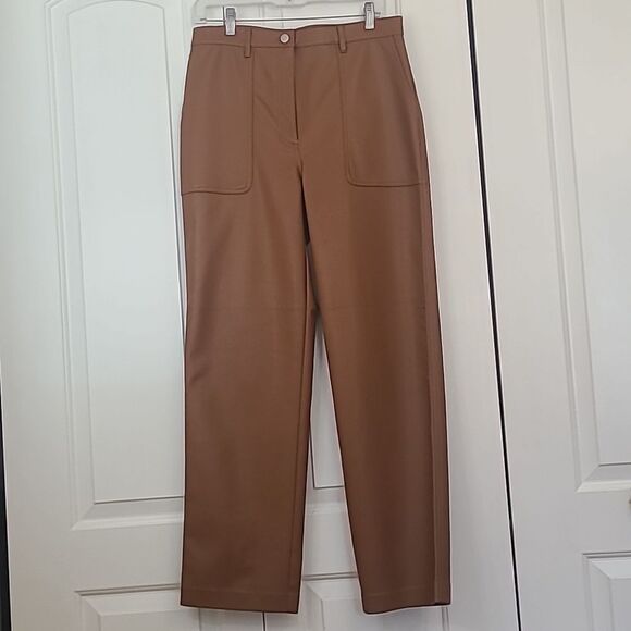 Wilfred Free Lucy Vegan Leather Utility Pants Chestnut Brown Size 10 - Picture 2 of 14